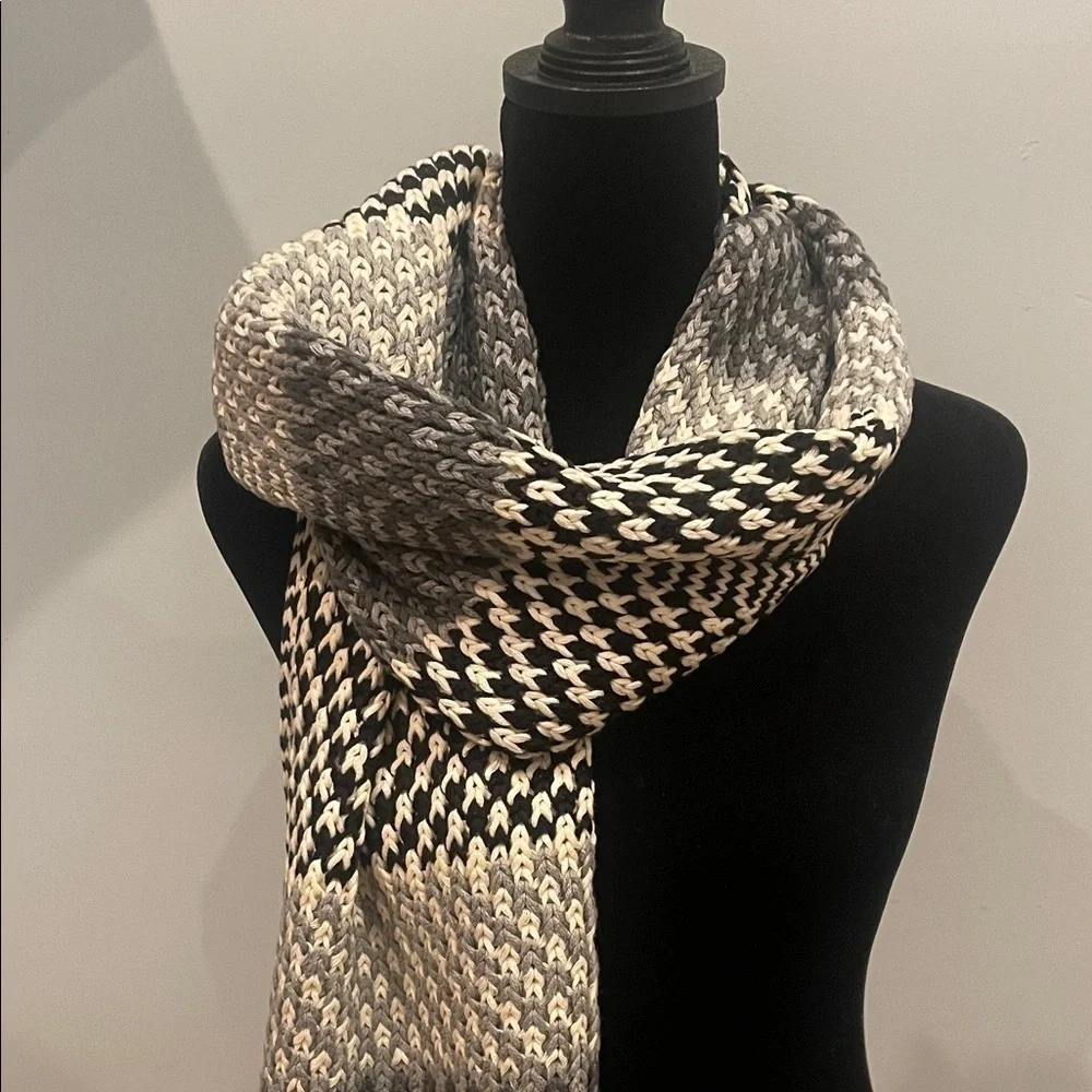 Black and White and grey Patterned Scarf new unisex